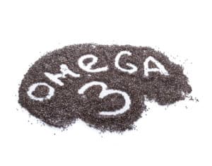 the word omega-3 written in chia seeds