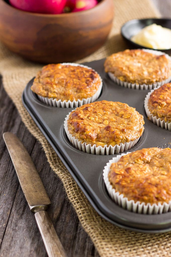 I love these super moist and tender apple protein muffins. These yummy little ones are protein-packed, 100% healthy, naturally sweetened with maple syrup (could be replaced with honey) and extra easy to make. They are the perfect on-the-go clean eating breakfast or post-workout lunch. These are also gluten-free, dairy-free and can be made vegan by replacing the eggs with flax eggs or applesauce.