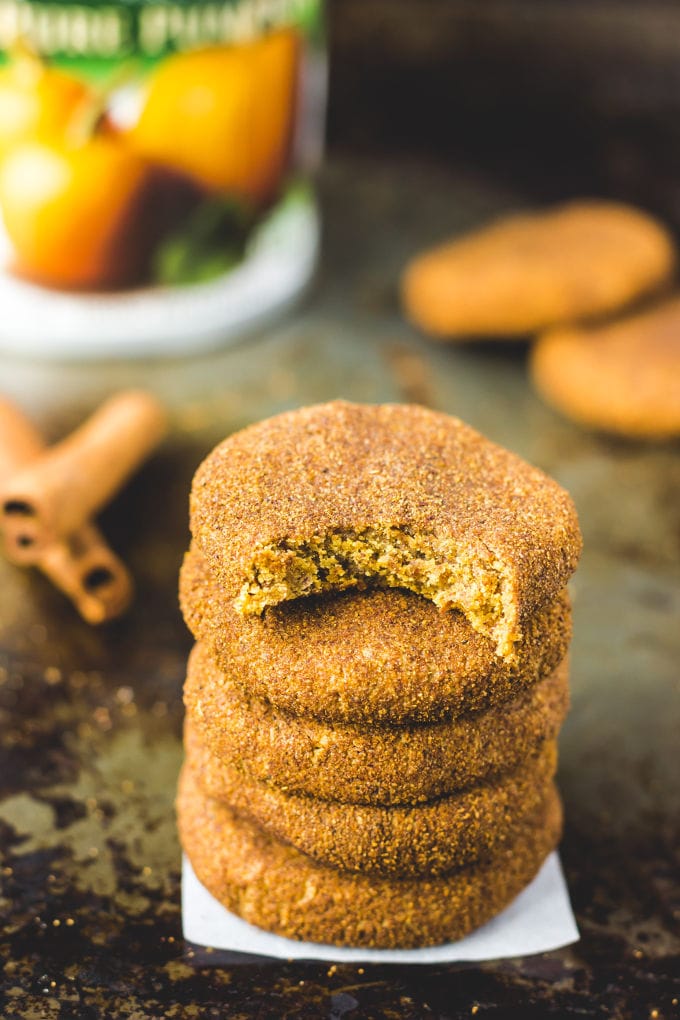 These paleo pumpkin spice protein cookies are soft, chewy and so tasty. Looking for the perfect fall treat? These are the ones. Protein-packed, easy to make and super healthy, these delicious snickerdoodle protein cookies are also paleo, vegan, gluten-free, dairy-free, flourless, grain-free and egg-free. | www.onecleverchef.com