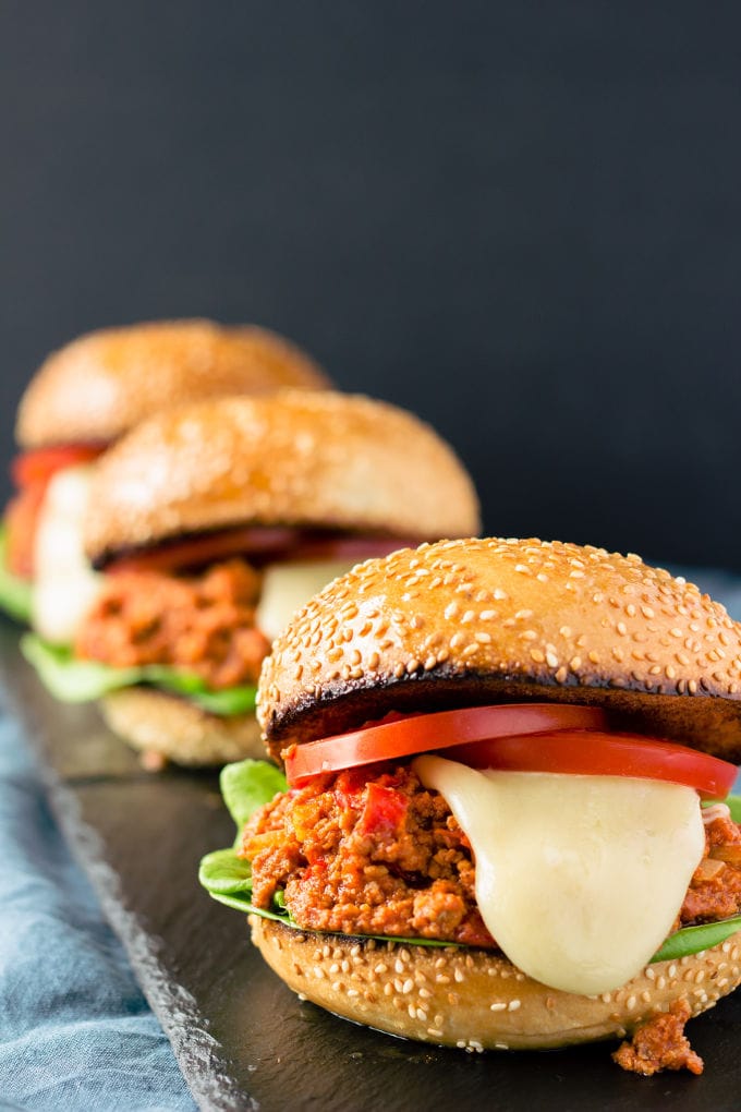 These quick and easy paleo sloppy joes can be made, from scratch, in just 20 minutes. This clean eating, kid-friendly recipe is the perfect weeknight meal and is guaranteed to please the whole family. Gluten-free and dairy-free options also available. | www.onecleverchef.com #paleo #gluten-free #weeknightmeal #20-minute #comfortfood #healthy #cleaneating