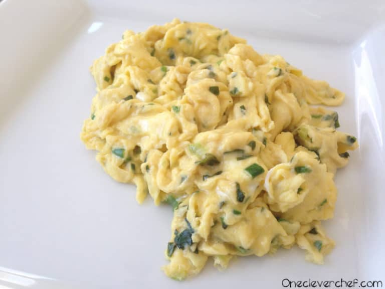 Scrambled Eggs With Fresh Basil And Green Onion One Clever Chef