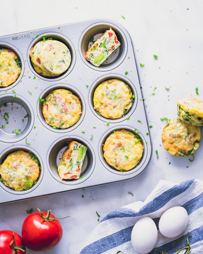 Healthy Breakfast Egg Muffins in a muffin pan