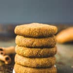 These paleo pumpkin spice protein cookies are soft, chewy and so tasty. Looking for the perfect fall treat? These are the ones. Protein-packed, easy to make and super healthy, these delicious snickerdoodle protein cookies are also paleo, vegan, gluten-free, dairy-free, flourless, grain-free and egg-free. | www.onecleverchef.com