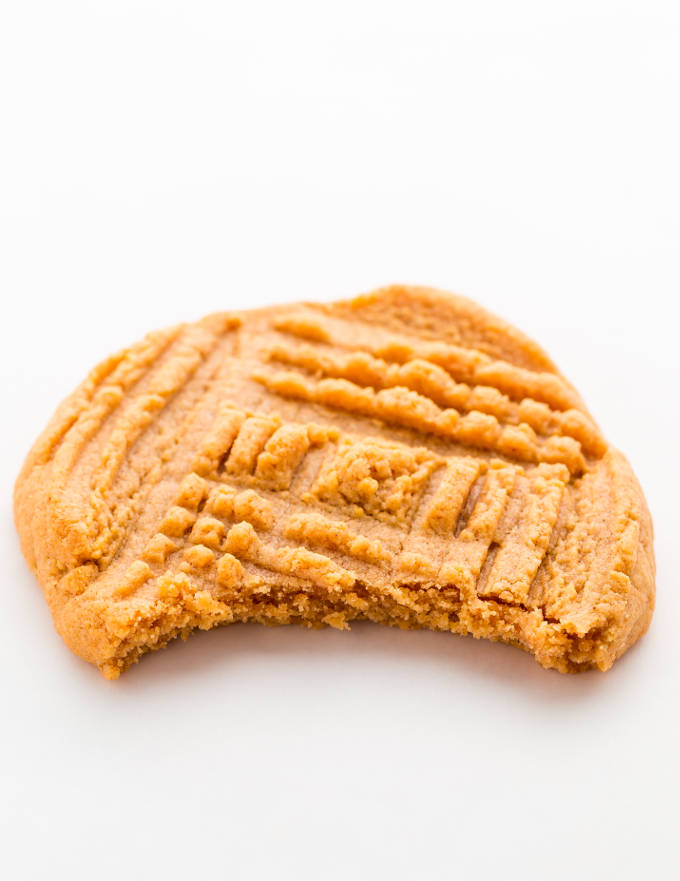 Peanut butter protein cookie on a white background.