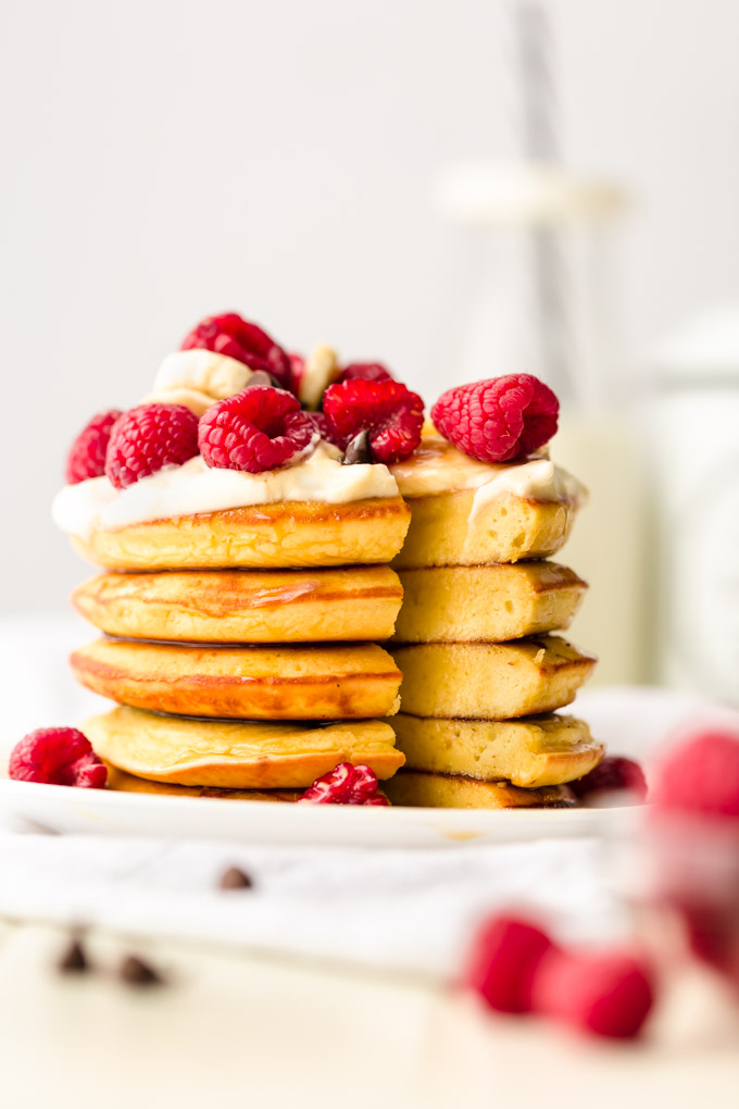 A stack of pancakes.