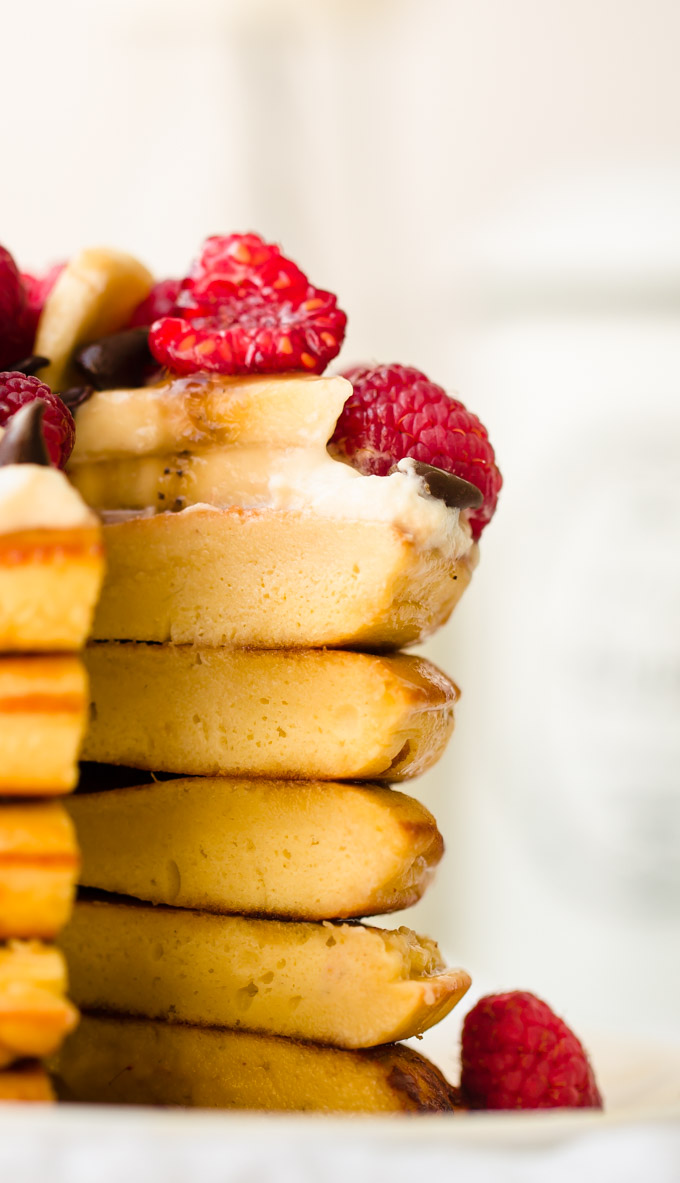 Close-up of a stack of pancakes.