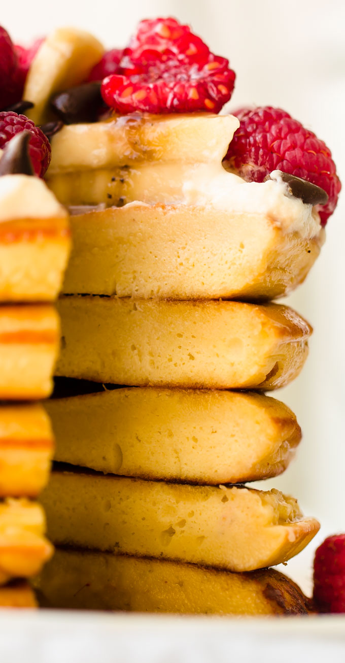 Close-up of a stack of pancakes.