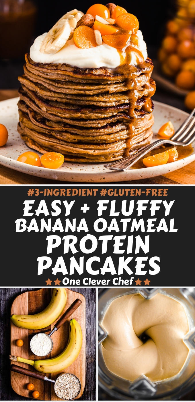 Banana Oatmeal Protein Pancakes (3-ingredients | Gluten-Free) - One ...