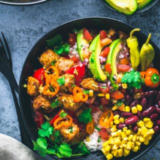 Closeup of a Mexican Rice Bowl