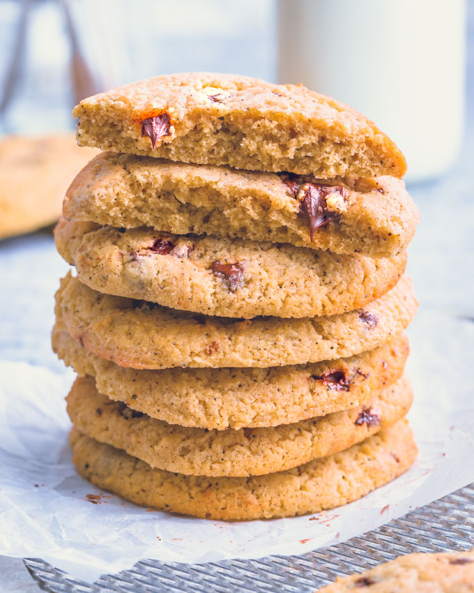 Chocolate Chip Protein Cookies Stacked