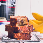 3 slices of protein banana bread stacked