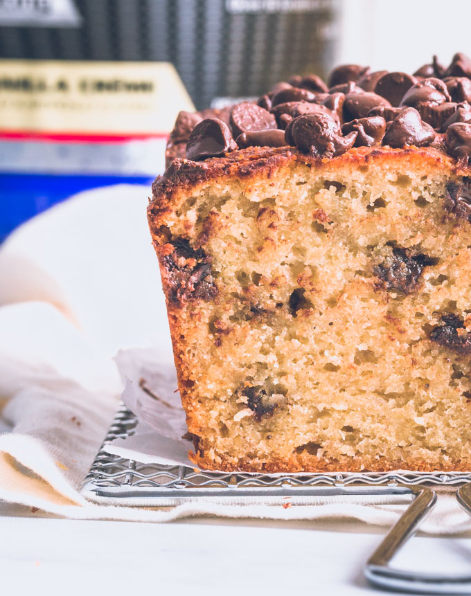 Protein Banana bread on a cooling rack.