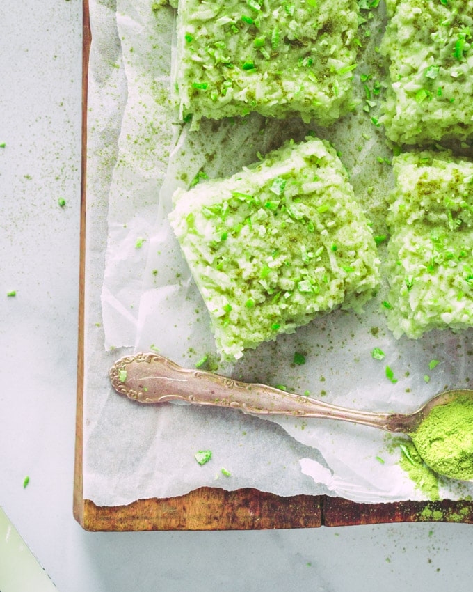 Keto Matcha Lime Fat Bombs on a wooden cutting board