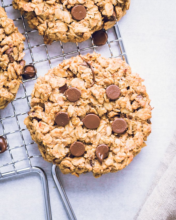 3-ingredient breakfast cookies on a cooling rack