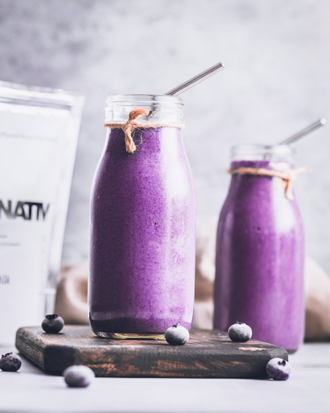 Two Vanilla Blueberry Protein Shakes