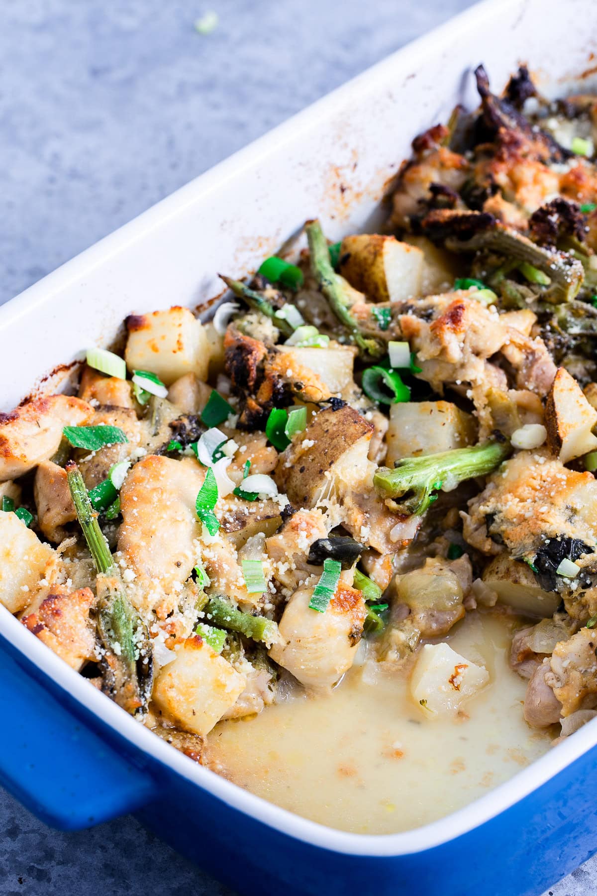 Chicken Broccoli Potato Casserole in the casserole